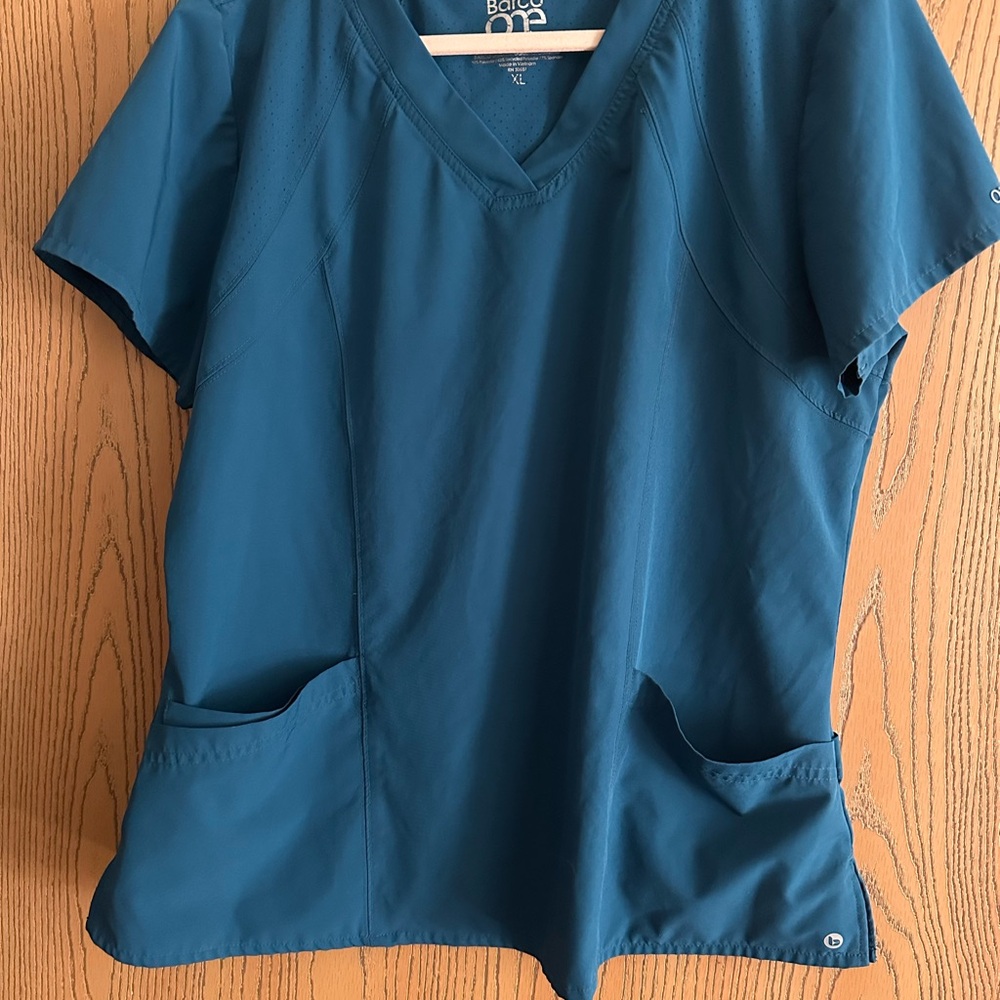 (Set of 2) Barco Uniforms Women's Blue V-Neck Top